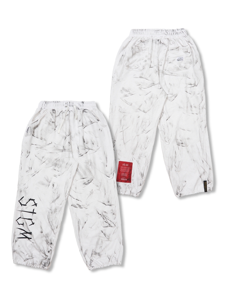 Dirty Washed Wide Jogger Pants White