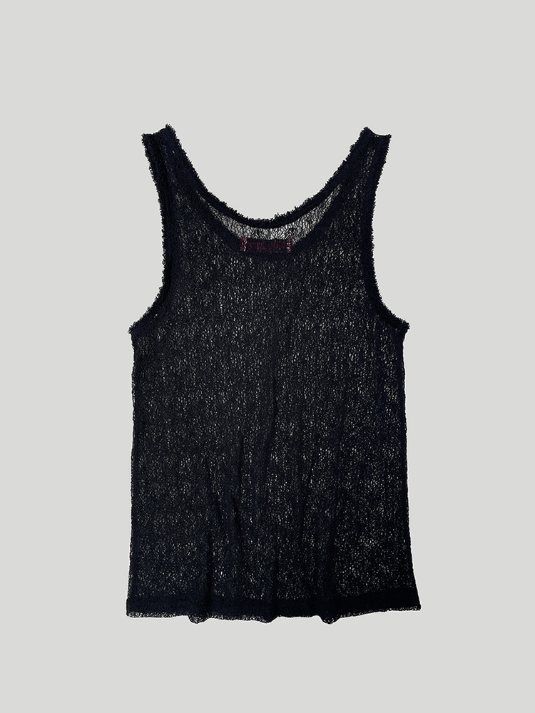 TAPING MESH SLEEVELESS: BLACK