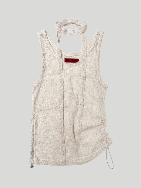 TAPING MESH SLEEVELESS: IVORY