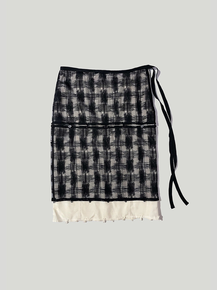 3 LAYERS CHECK SKIRT