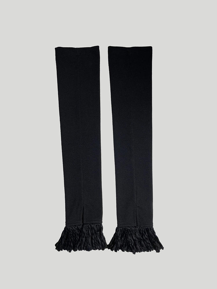 KNIT FRINGE LEG WARMER