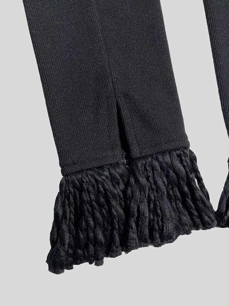 KNIT FRINGE LEG WARMER