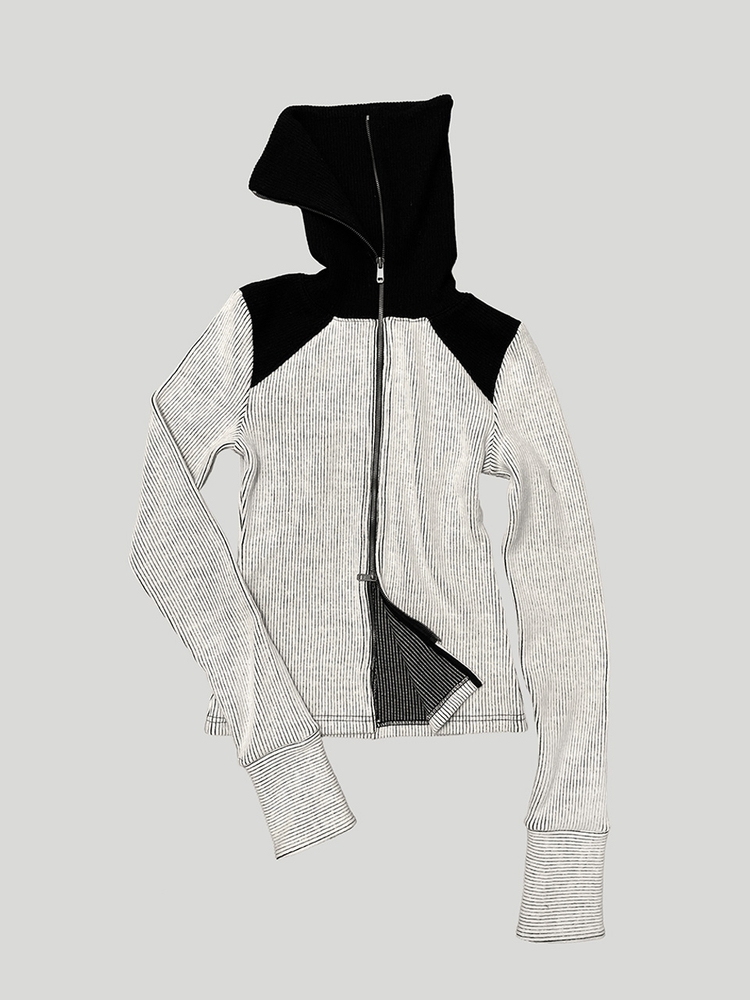 HIGH-NECK ZIP-UP: OFF-WHITE