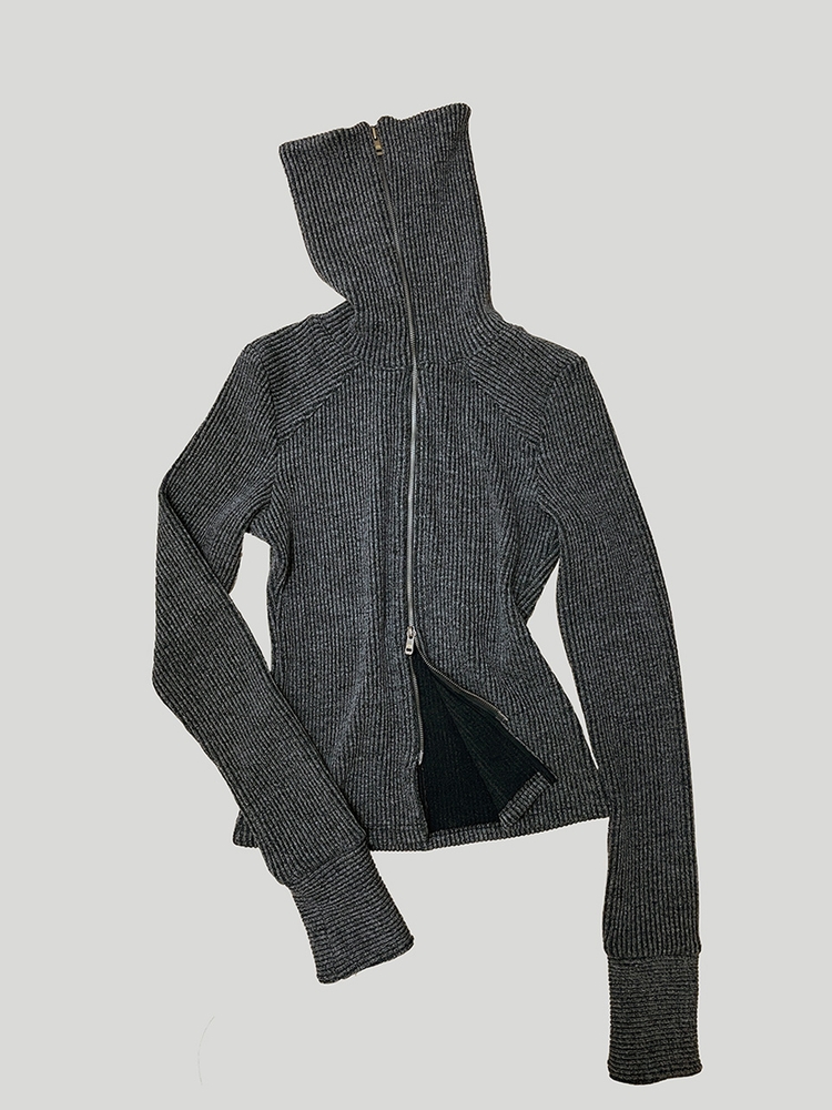 HIGH-NECK ZIP-UP: GREY