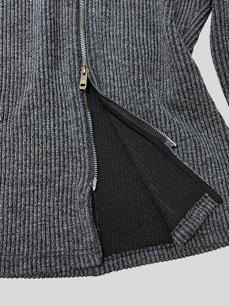 HIGH-NECK ZIP-UP: GREY