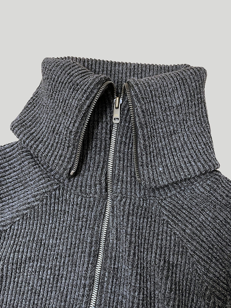 HIGH-NECK ZIP-UP: GREY