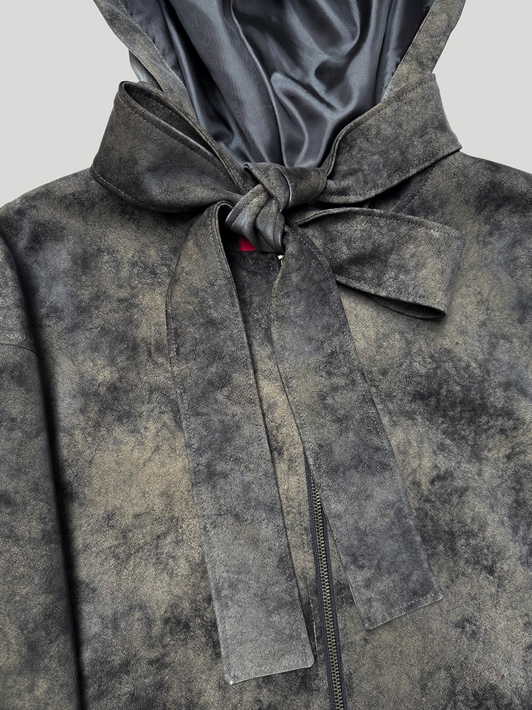 CLOUDY LEATHER HOOD JACKET