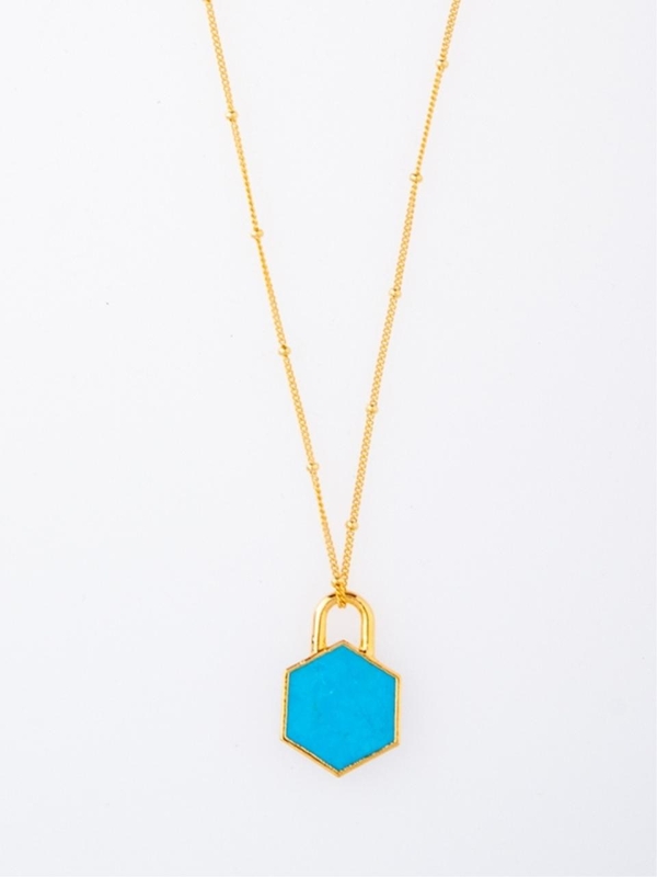 [Missoma] Turquoise Howlite Hex Necklace