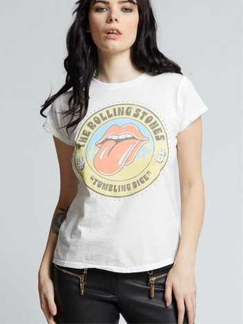 [Recycled Karma Brands] The Rolling Stones 1972 Party Baby Tee White