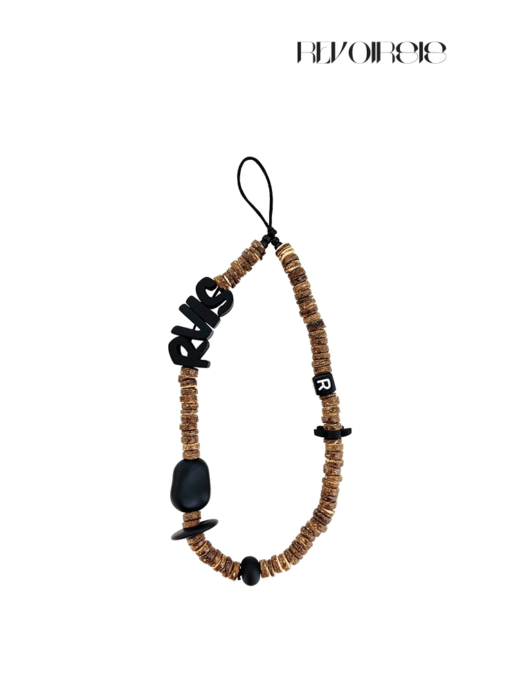 nature beads phone strap coconut brown