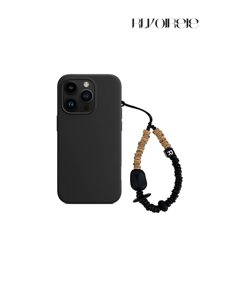 nature beads phone strap short brown mix