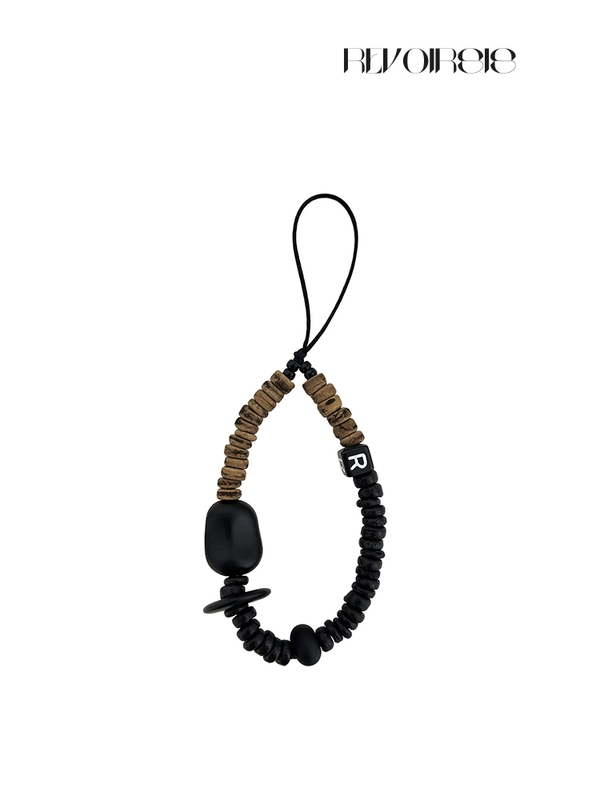 nature beads phone strap short coconut brown mix