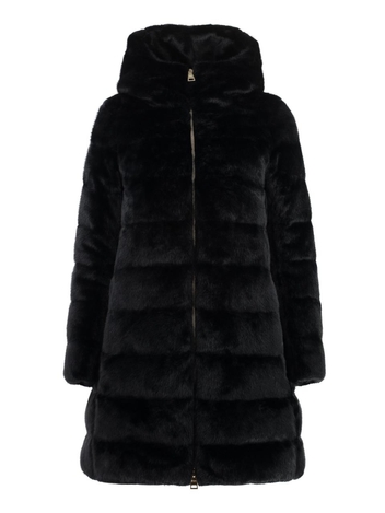 에르노 FW24 Hooded faux fur jacket PI001909D12630_9300 black