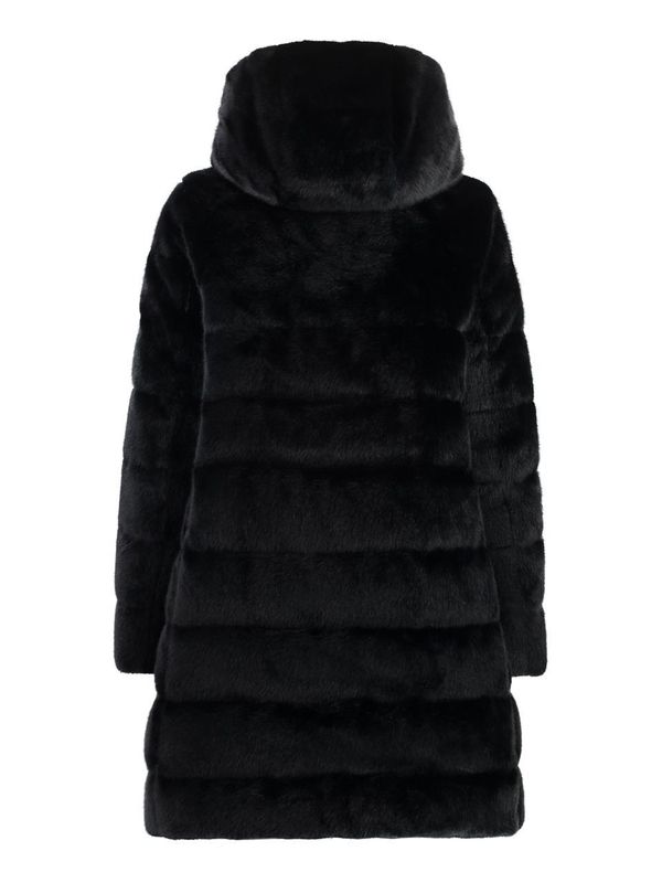 에르노 FW24 Hooded faux fur jacket PI001909D12630_9300 black