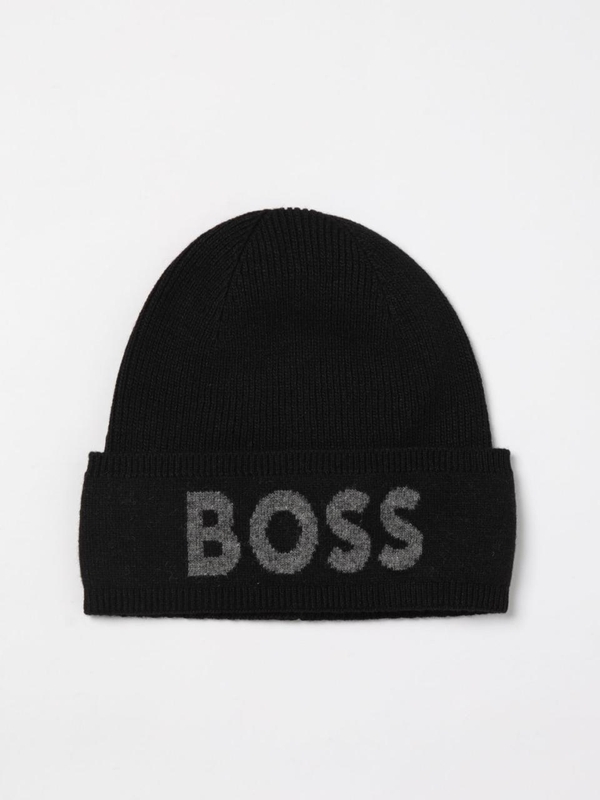 보스 FW24 Boss hat in viscose blend knit with jacquard logo 50524348 001 Black