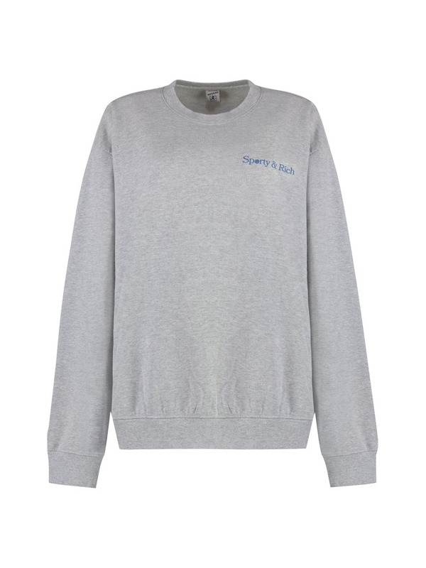 스포티앤리치 SS23 Cotton crew-neck sweatshirt CR874HG_HEATHERGRAYSTEELBLUE grey