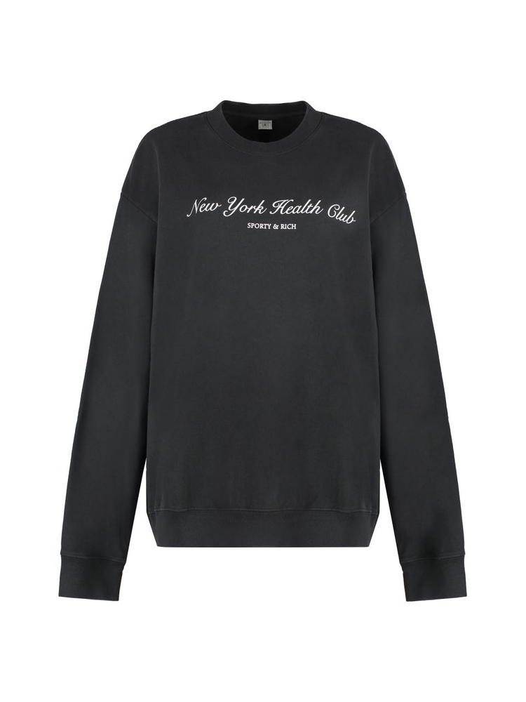 스포티앤리치 SS23 Cotton crew-neck sweatshirt CR871FB_FADEDBLACKWHITE grey