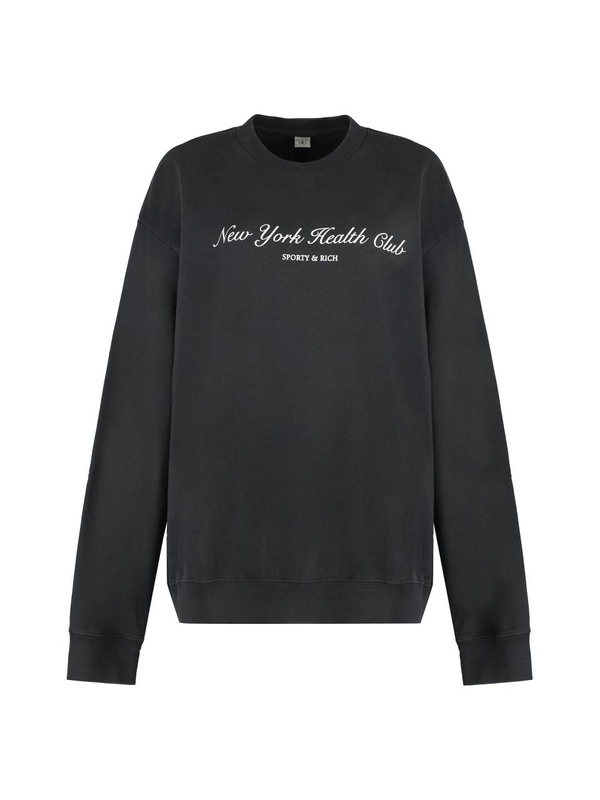 스포티앤리치 SS23 Cotton crew-neck sweatshirt CR871FB_FADEDBLACKWHITE grey