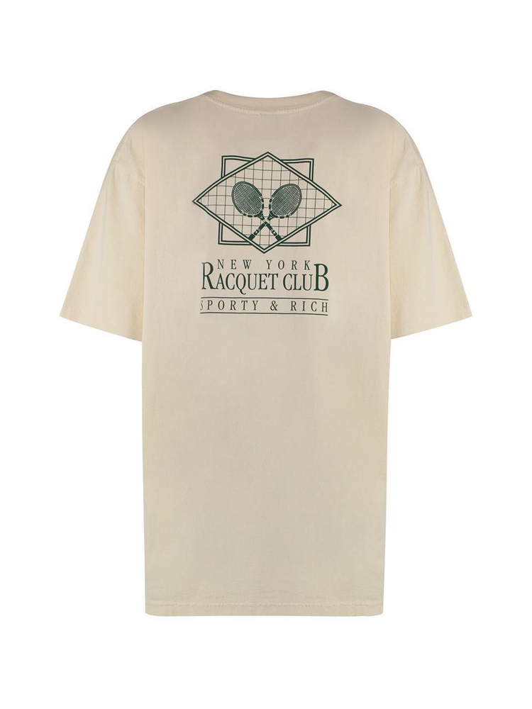 스포티앤리치 SS23 Cotton crew-neck T-shirt TS885CR_CREAMFOREST Sand