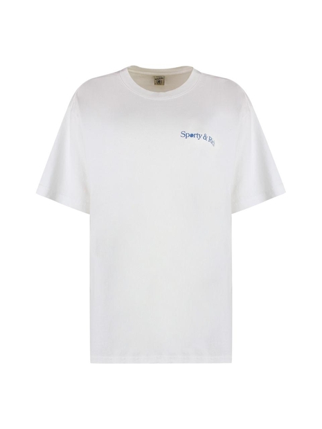 스포티앤리치 SS23 Cotton crew-neck T-shirt TS871WH_WHITESTEELBLUE White