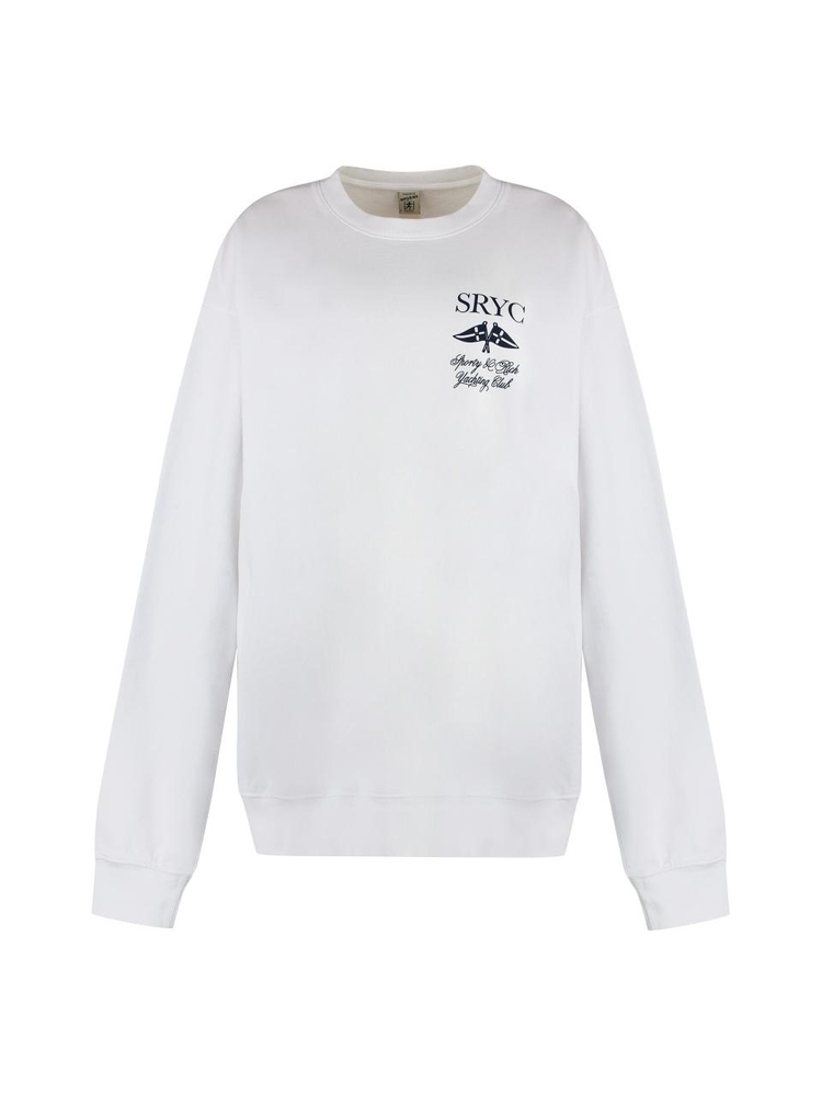 스포티앤리치 SS23 Cotton crew-neck sweatshirt CR884WH_WHITENAVY White