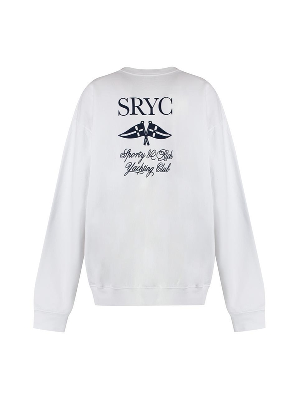 스포티앤리치 SS23 Cotton crew-neck sweatshirt CR884WH_WHITENAVY White