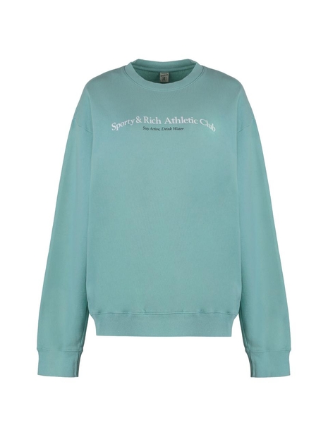 스포티앤리치 SS23 Cotton crew-neck sweatshirt CR875AQ_AQUAWHITE green