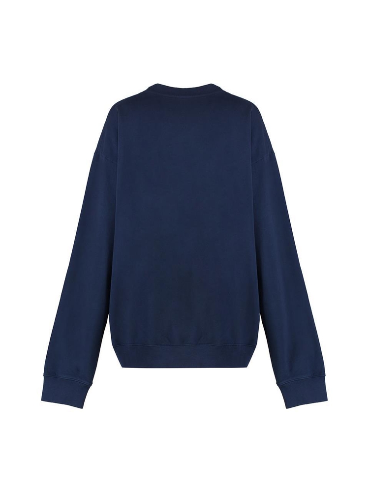 스포티앤리치 SS23 Cotton crew-neck sweatshirt CR872NA_NAVYWHITE blue