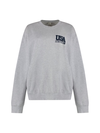 스포티앤리치 SS23 Cotton crew-neck sweatshirt CR883HG_HEATHERGRAYNAVY grey