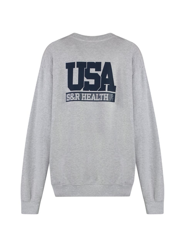 스포티앤리치 SS23 Cotton crew-neck sweatshirt CR883HG_HEATHERGRAYNAVY grey