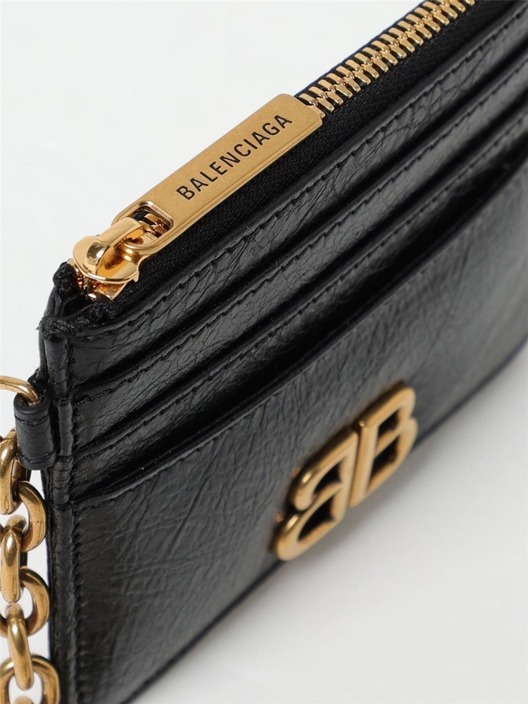 발렌시아가 FW24 Monaco Balenciaga Arena Leather Credit Card Holder 7938322AAXB 1000 Black