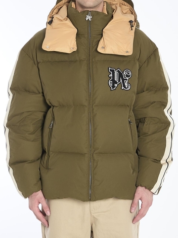 팜 엔젤스 FW24 Track Monogram puffer jacket PMED028F24_FAB002_5610 GREEN