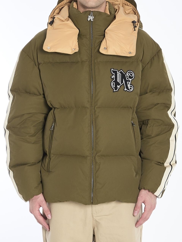 팜 엔젤스 FW24 Track Monogram puffer jacket PMED028F24_FAB002_5610 GREEN