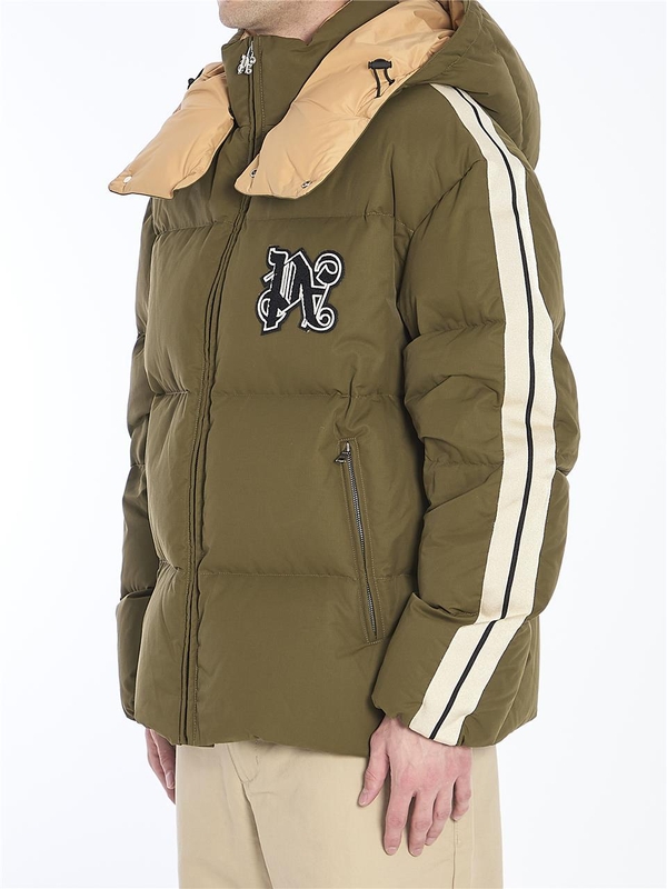 팜 엔젤스 FW24 Track Monogram puffer jacket PMED028F24_FAB002_5610 GREEN