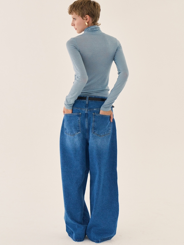 Wide Blue Boyfit Denim _ Blue