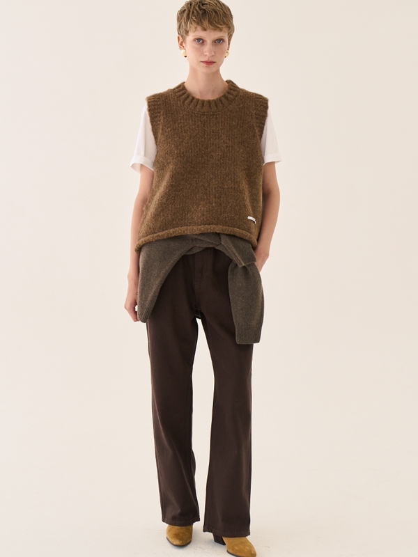 Minimal Straight Cotton Pants _ Brown