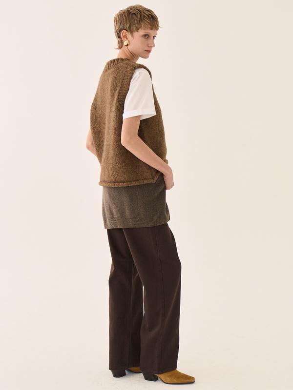 Minimal Straight Cotton Pants _ Brown