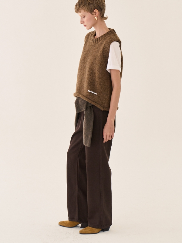 Minimal Straight Cotton Pants _ Brown