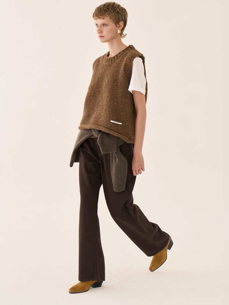 Minimal Straight Cotton Pants _ Brown