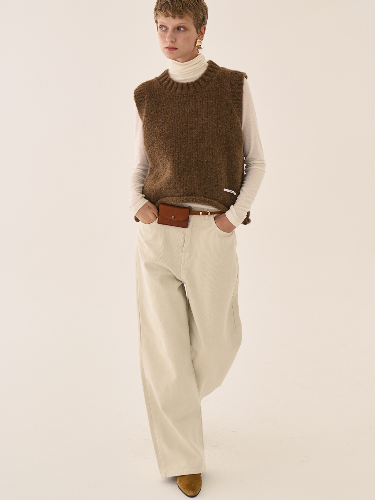 Minimal Straight Cotton Pants _ ivory