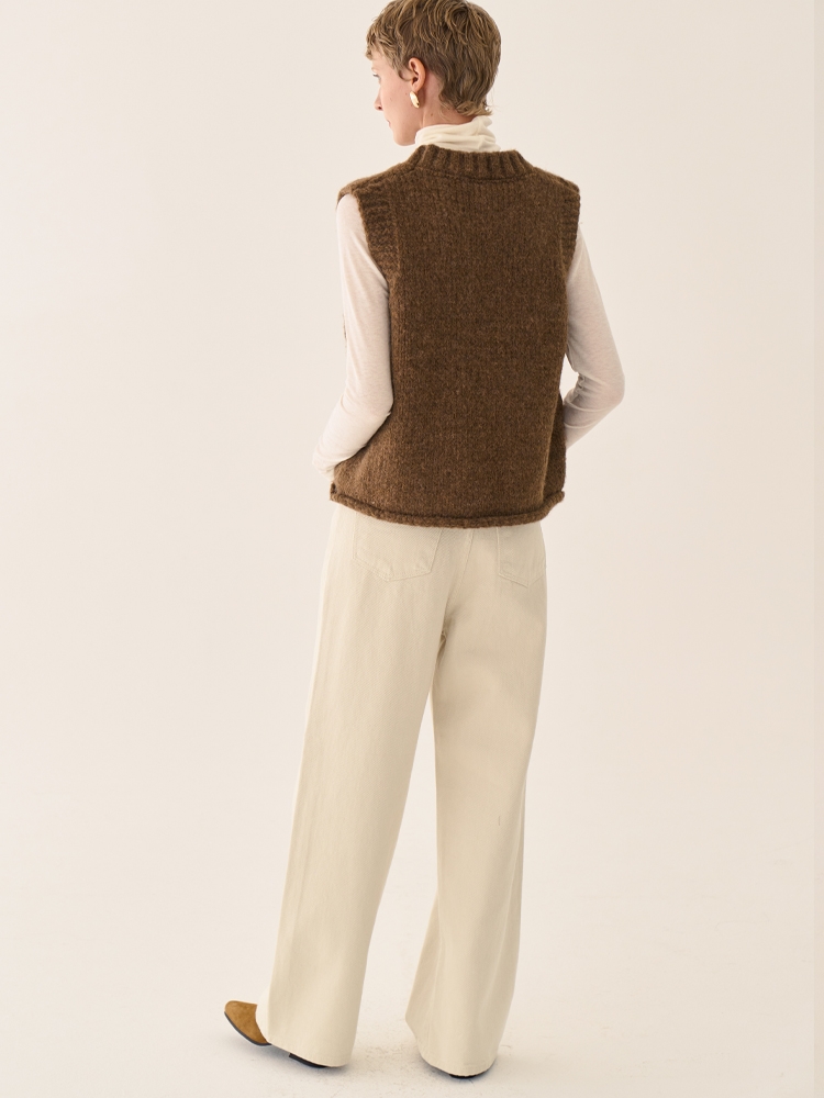 Minimal Straight Cotton Pants _ ivory