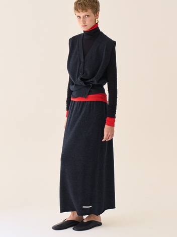 Merino Wool Long Slim Skirt _ Charcoal