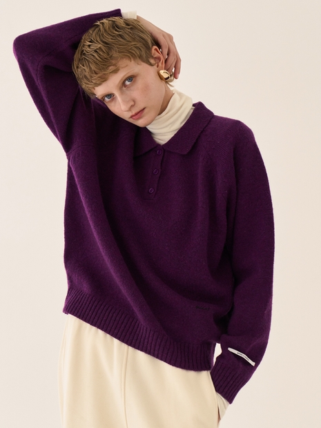 Polo Knit Sweatshirt _ Purple