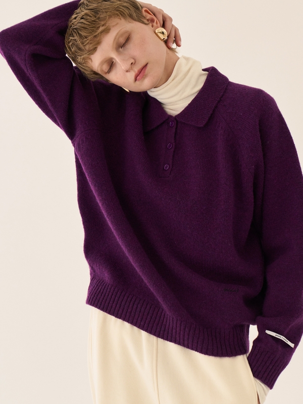 Polo Knit Sweatshirt _ Purple