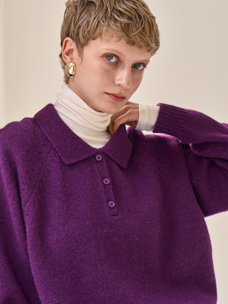 Polo Knit Sweatshirt _ Purple