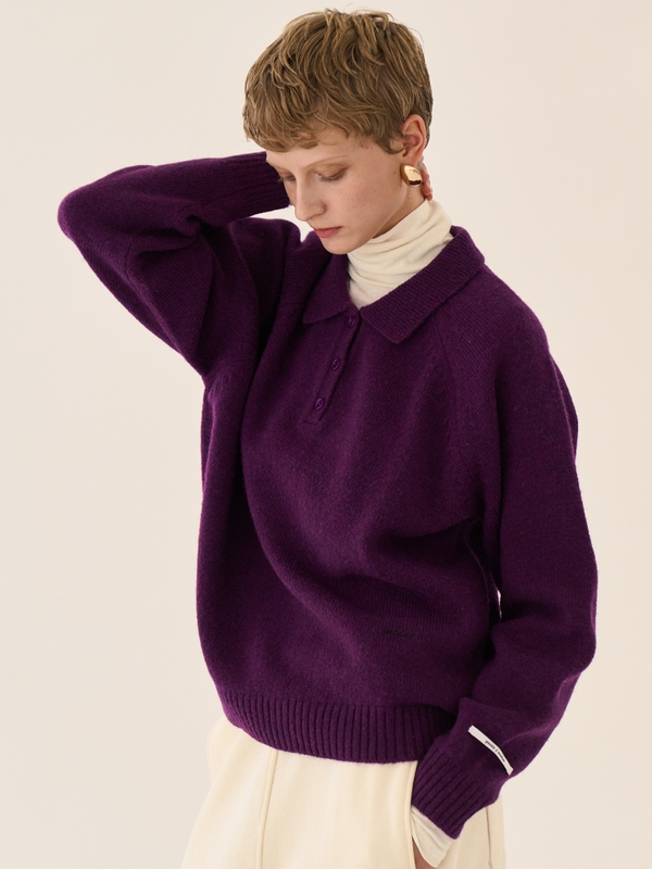 Polo Knit Sweatshirt _ Purple