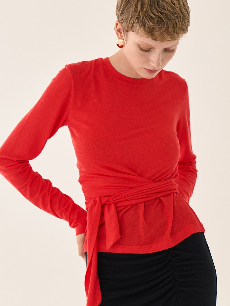 Wooldrapping Dressy Top _ Red,black