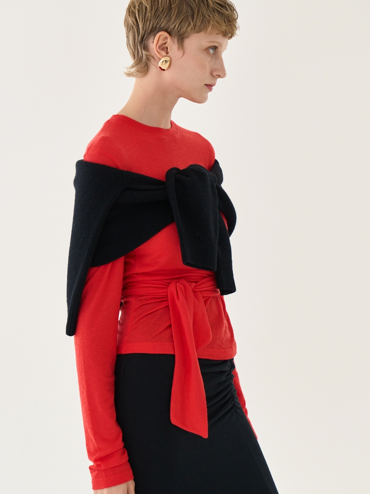 Wooldrapping Dressy Top _ Red,black