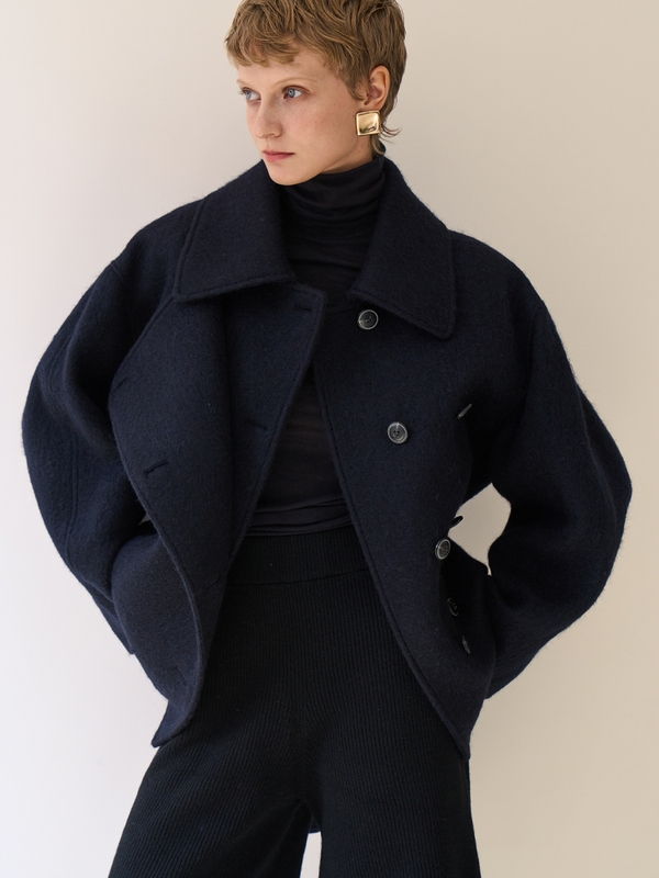 Berlin Alpaca Half Jacket _ Navy