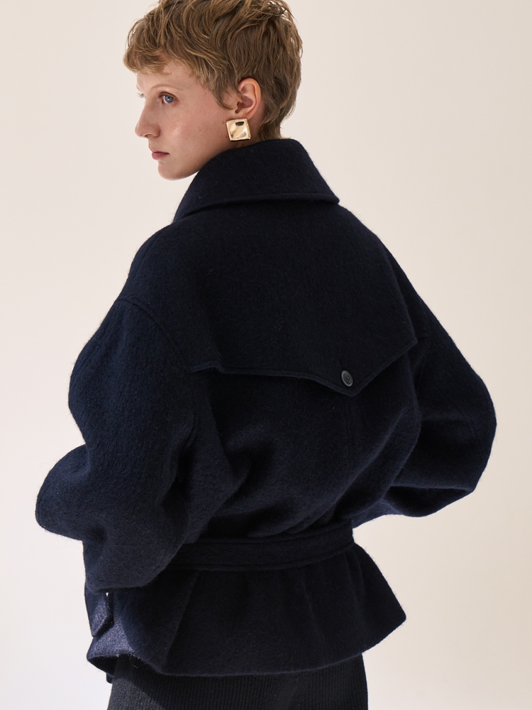 Berlin Alpaca Half Jacket _ Navy